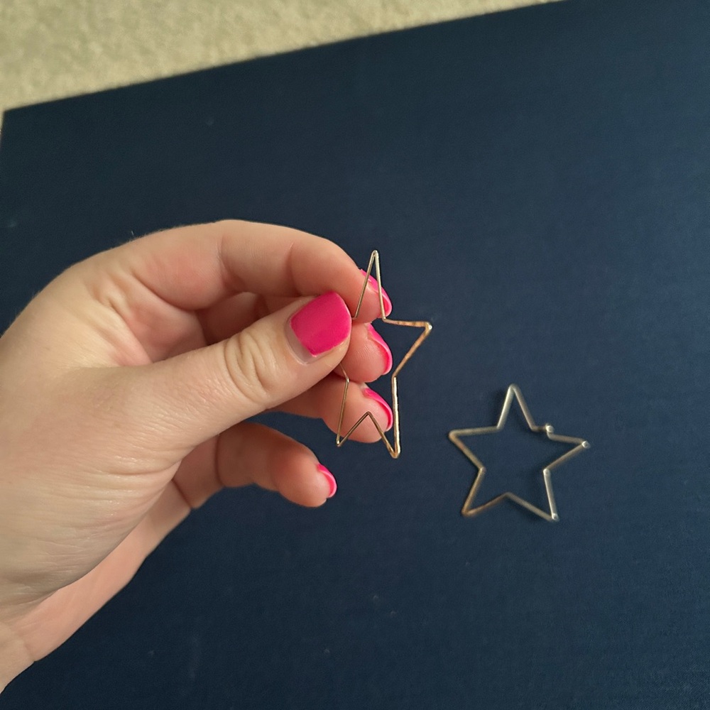 Gold Star Hoop Earrings - Picture 2 of 2